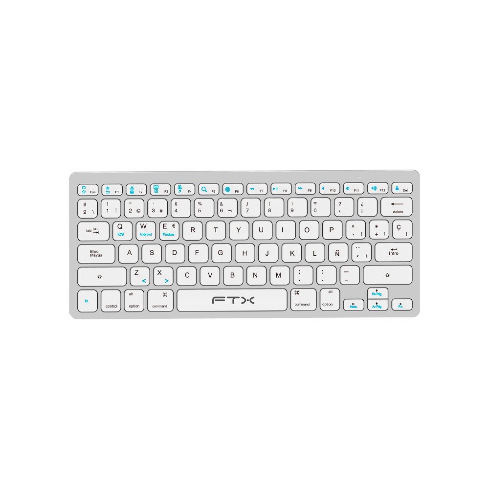 TECLADO FTX BLUETOOTH FTXB1000 ULTRA SLIM ESP/PLATA
