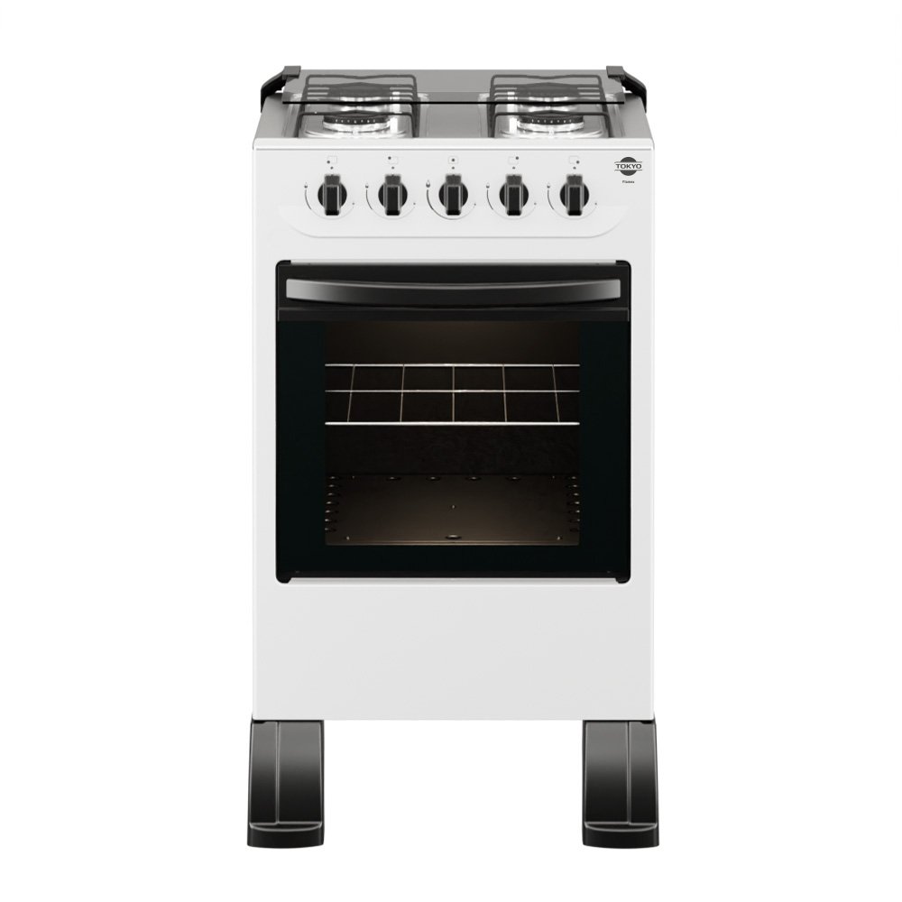COCINA A GAS TOKYO FLAMEX BLANCO 4H MESA INOX TAPA DE VIDRIO HORNO LIMPIA FACIL