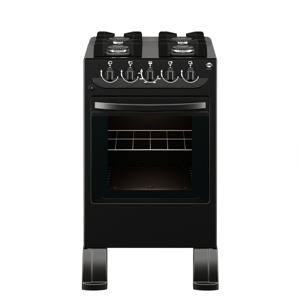 COCINA A GAS TOKYO FLAMEX GLASS PRO C/ENC NEGRO 4HHORNO LIMPIA FACIL