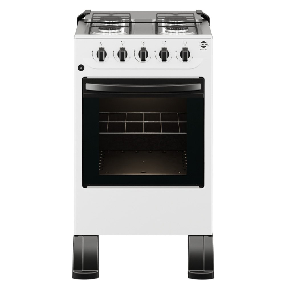 COCINA A GAS TOKYO FLAMEX PLUS BL C/ENC 4H MESA INOX TAPA DE VIDRIO HORNO LIMPIA