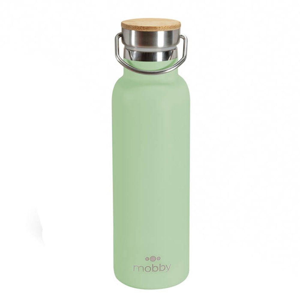 BOTELLA A.INOX 450ML D/PARED VER TAPA BAMBOO MOBBY