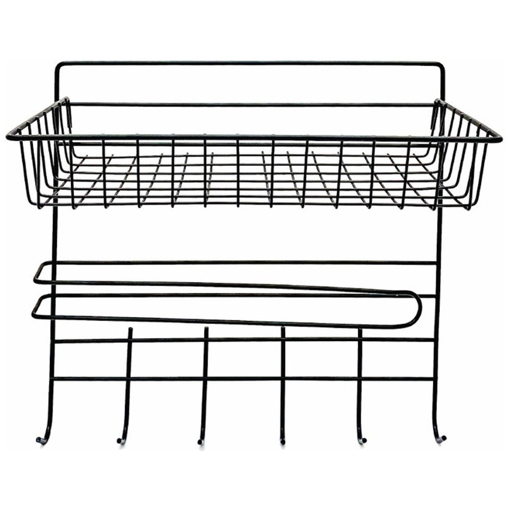 ORGANIZADOR/PORTA ROLLO ACERO 30x14x29CM NEGRO