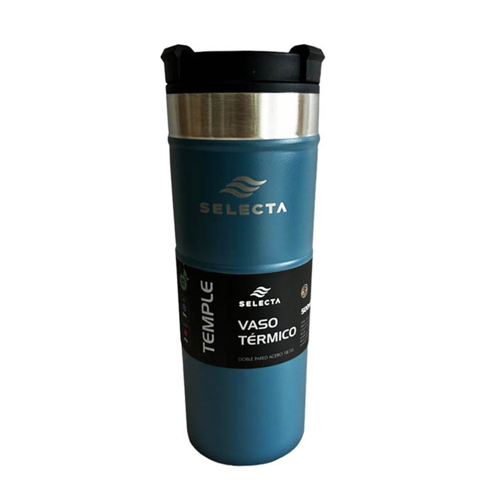 TRAVEL MUG 500ML DOBLE PARED AZUL PETROLEO