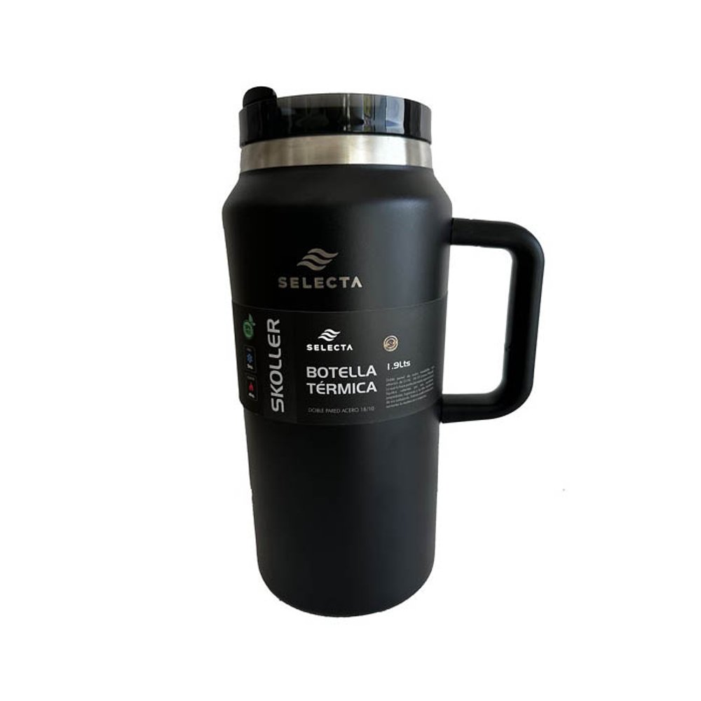 BOTELLA TERMICA 1.9L ACERO TAPA PLASTICO NEGRO