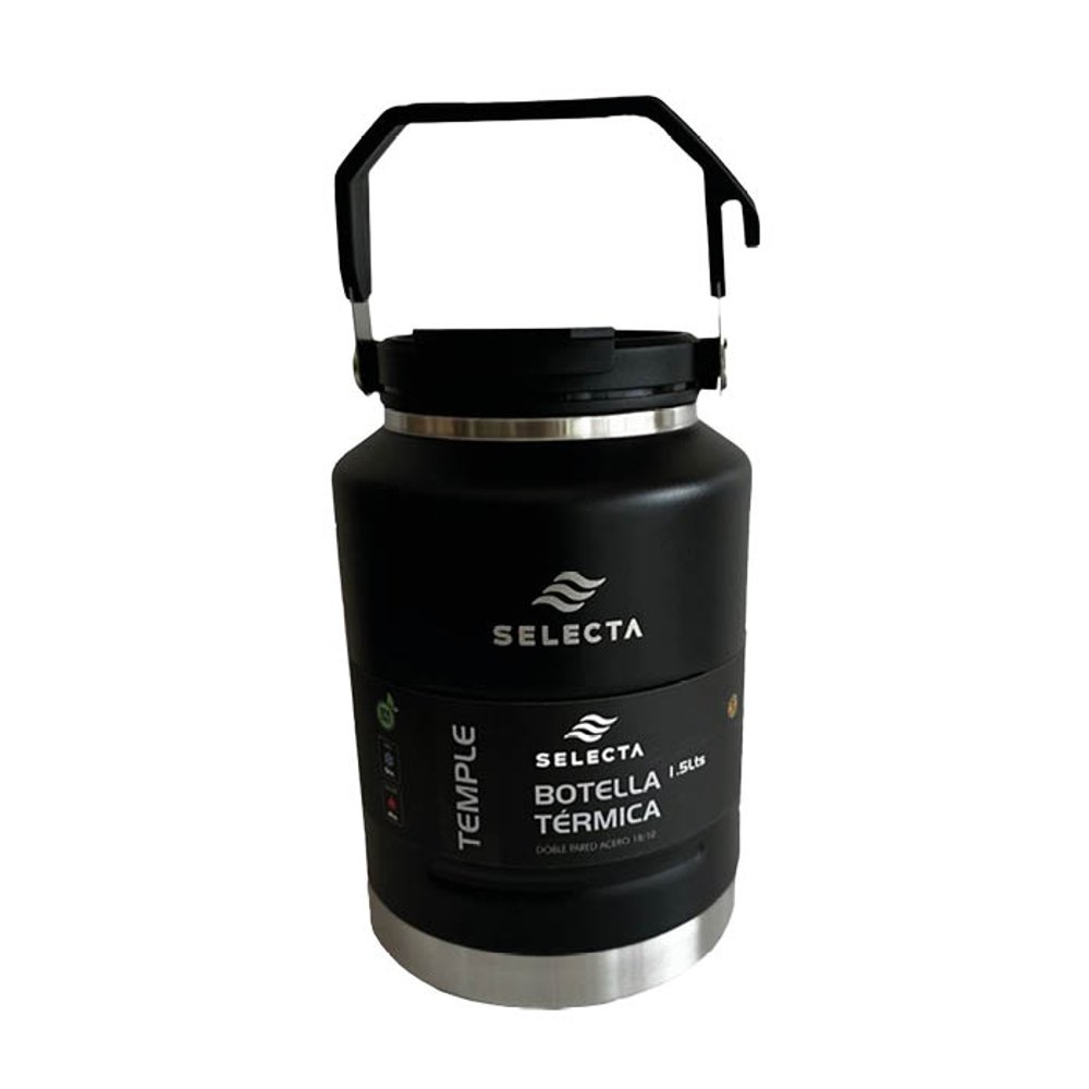 BOTELLA TERMICA 1.5L ACERO C/PICO NEGRO