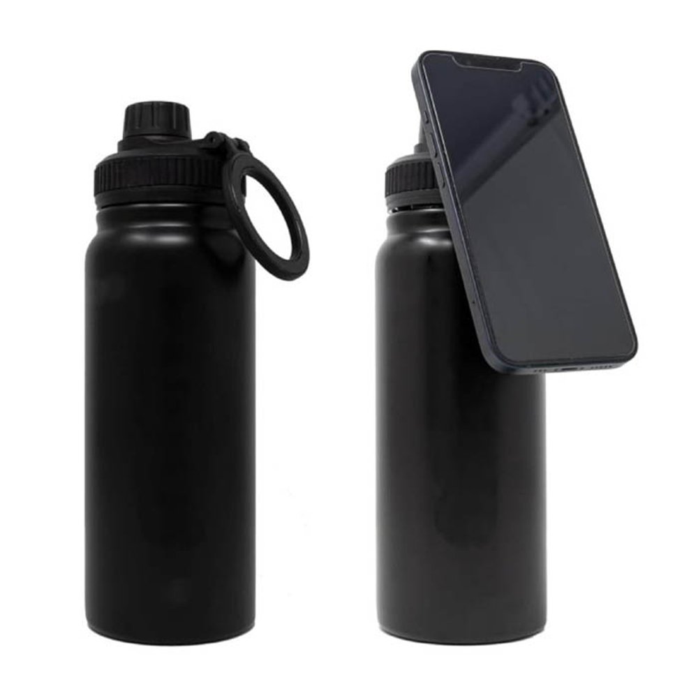 BOTELLA CON IMAN P/CELULAR TERMICA 960ML NEGRO