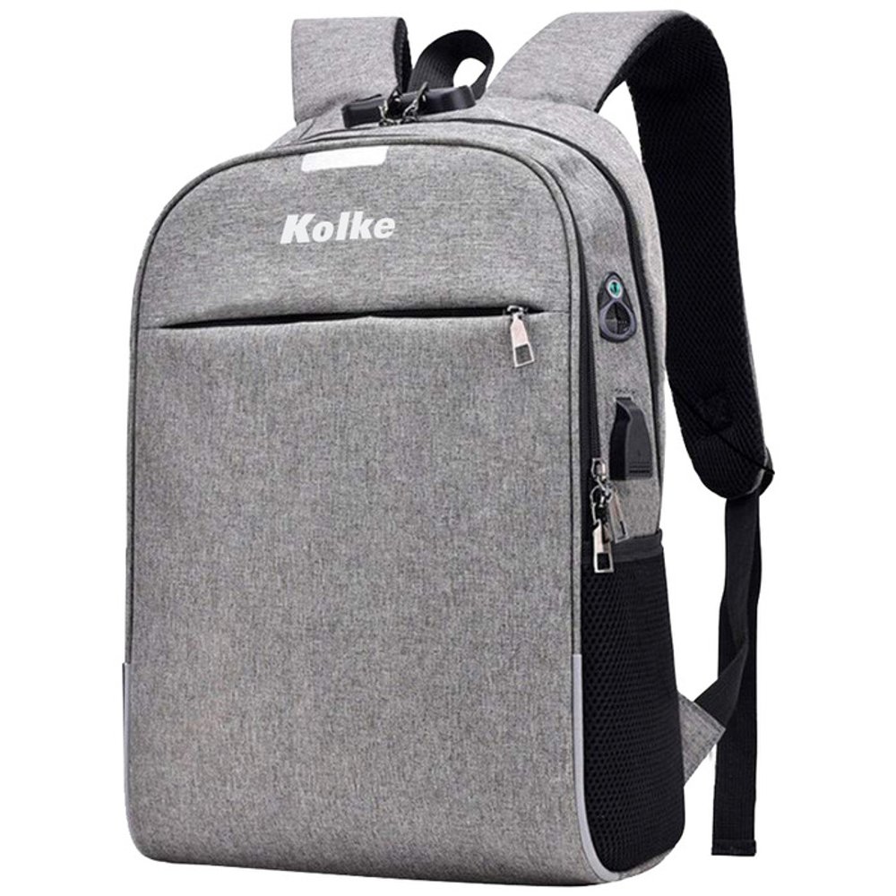 MOCHILA ANTI-ROBO CITY CON CANDADO KVM-339 GR CLARO