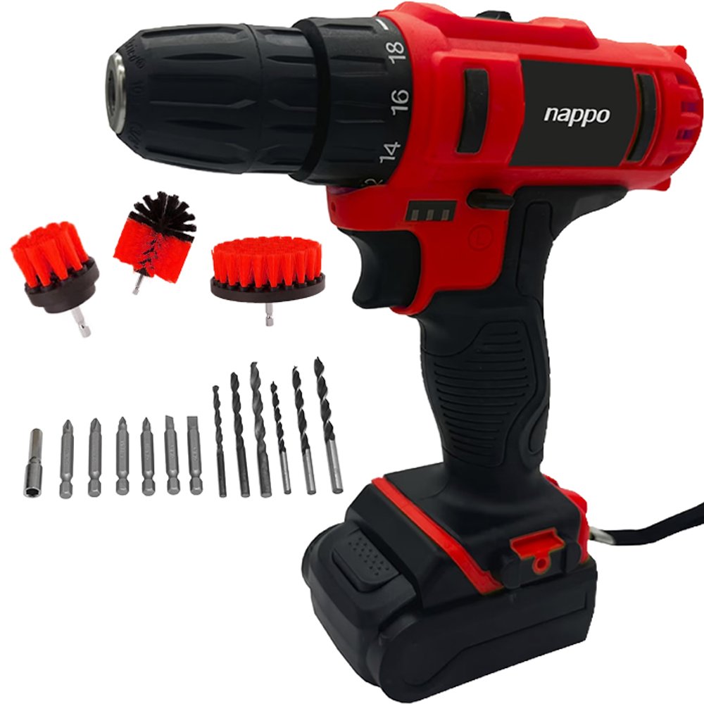 KIT TALADRO INALÁMBRICO NAPPO CON CEPILLOS NHK-184