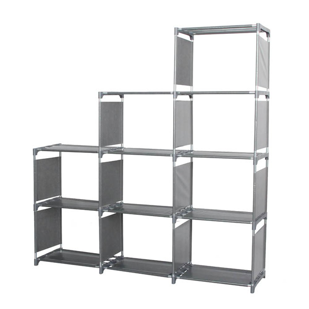 BIBLIOTECA DECOTEAM 9 CUBOS GRIS OSCURO DME-042