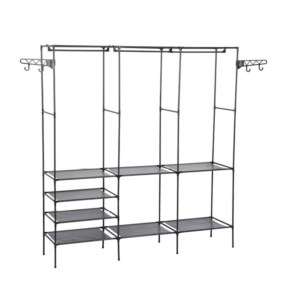 ROPERO ABIERTO METALICO CON PERCHERO DECOTEAM TRIPLE DDR-045 NEGRO