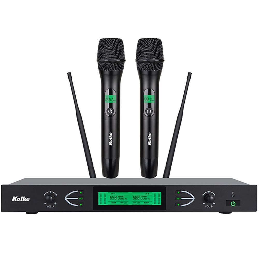 SISTEMA DE MICROFONOS CON UHF CON 2 CANALES KOLKE KPI-776