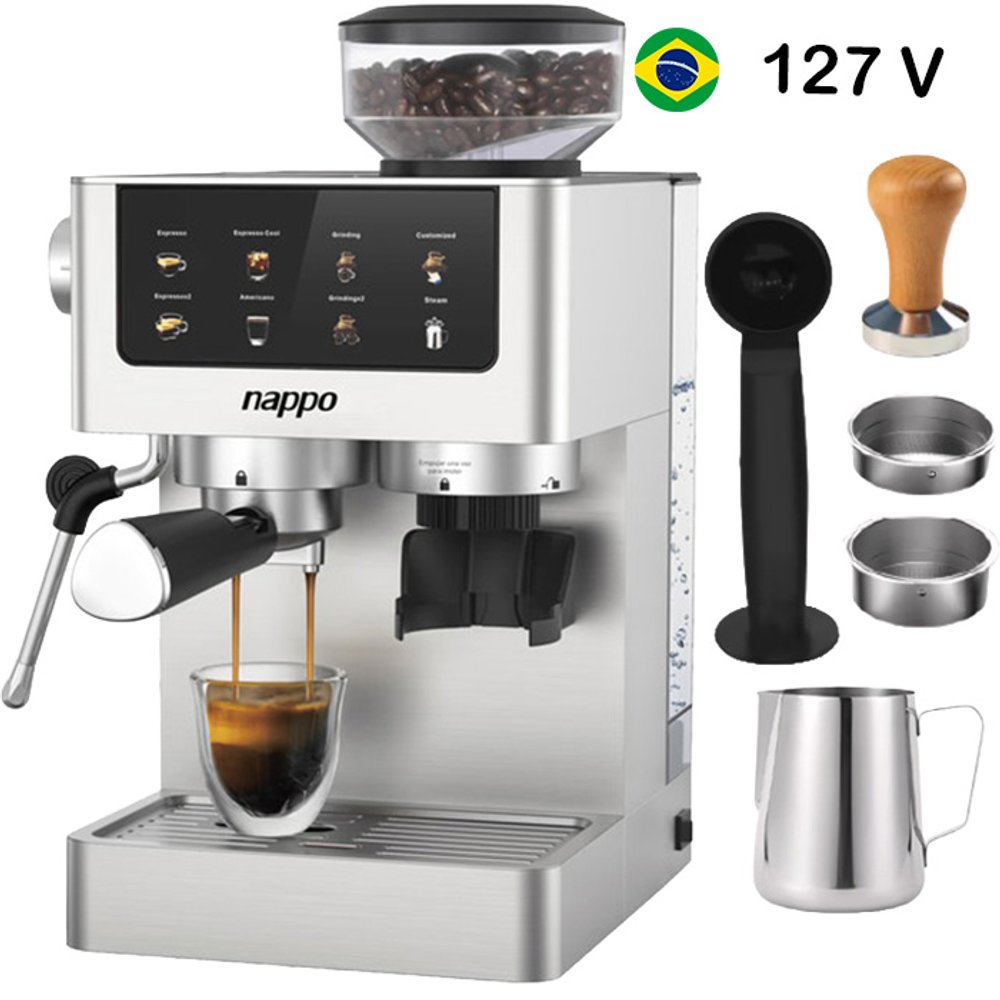 CAFETERA ESPRESSO BARISTA DELUXE 6 EN 1 NAPPO CON MOLINILLO DE CAFE Y ESPUMADOR NEC-339 J 127V
