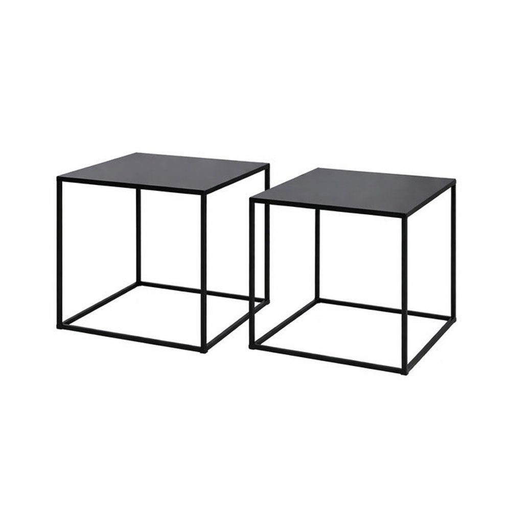 SET 2 MESAS AUX 38X38X41/34X34X37CM METAL NEGRO